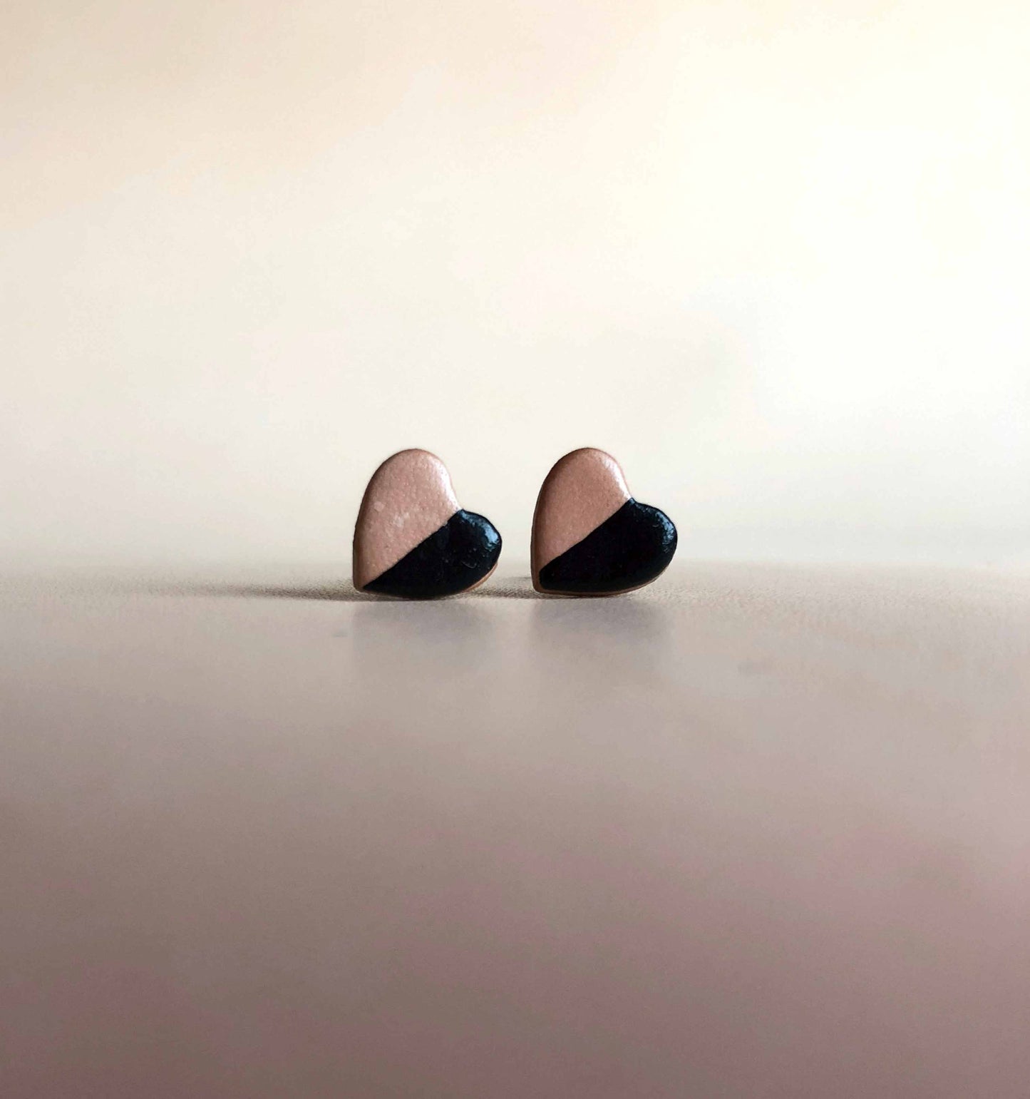 Leather Half Heart Stud Earrings