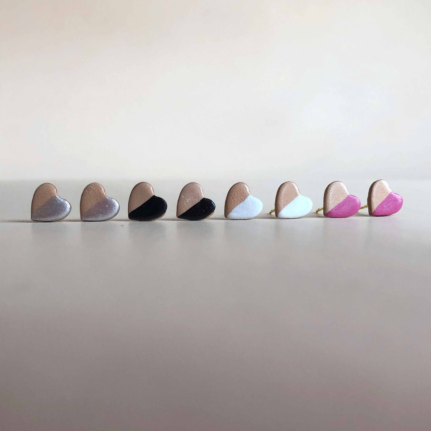 Leather Half Heart Stud Earrings