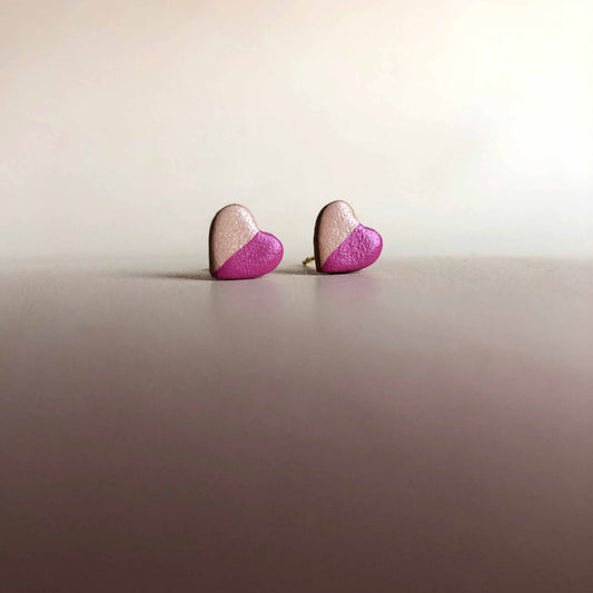 Leather Half Heart Stud Earrings