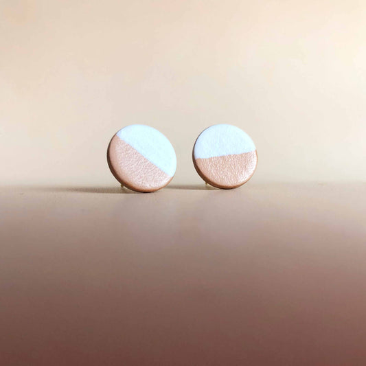 Half Painted Leather Stud Earrings