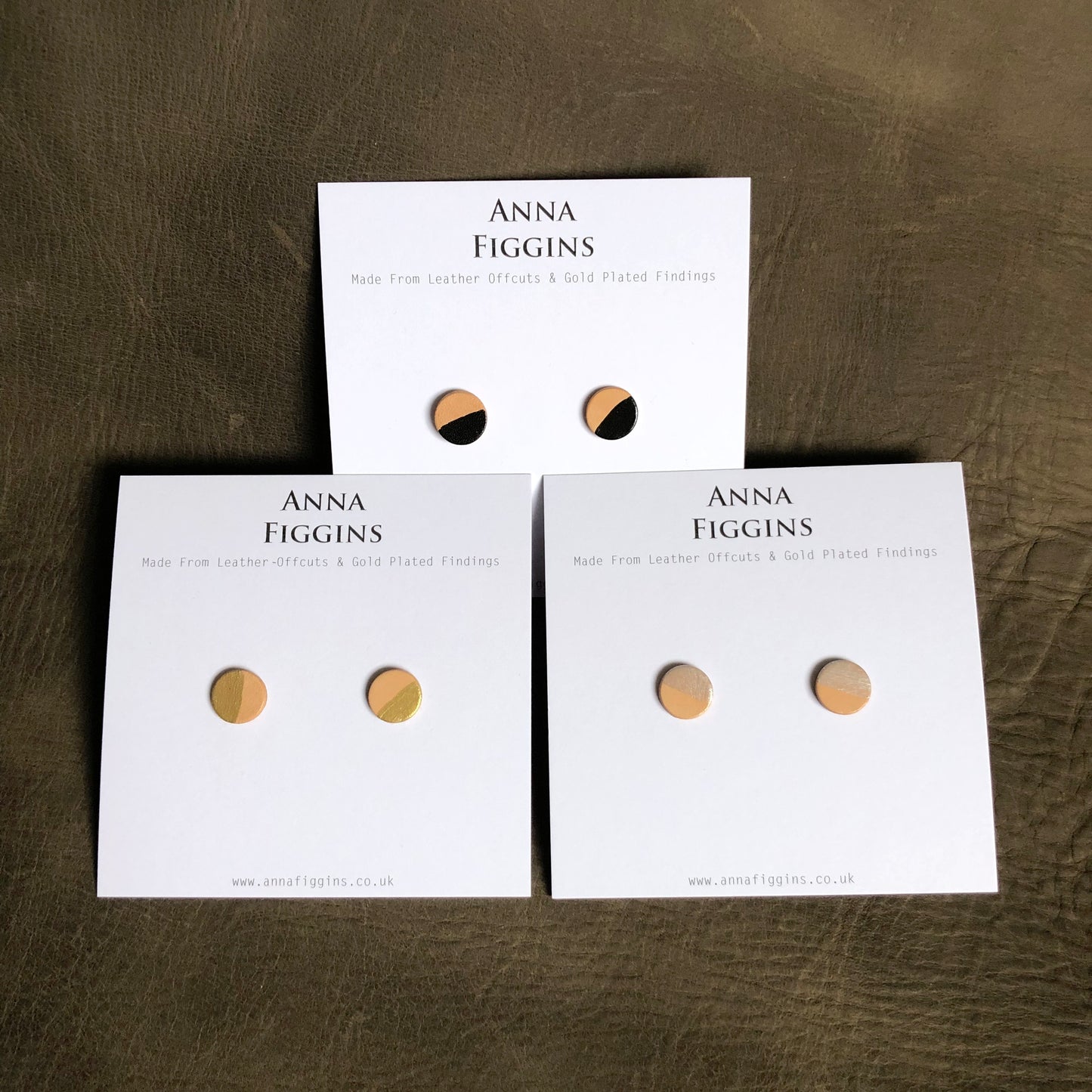 Half Painted Leather Stud Earrings