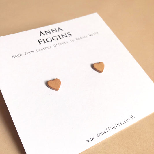 Leather Heart Stud Earrings