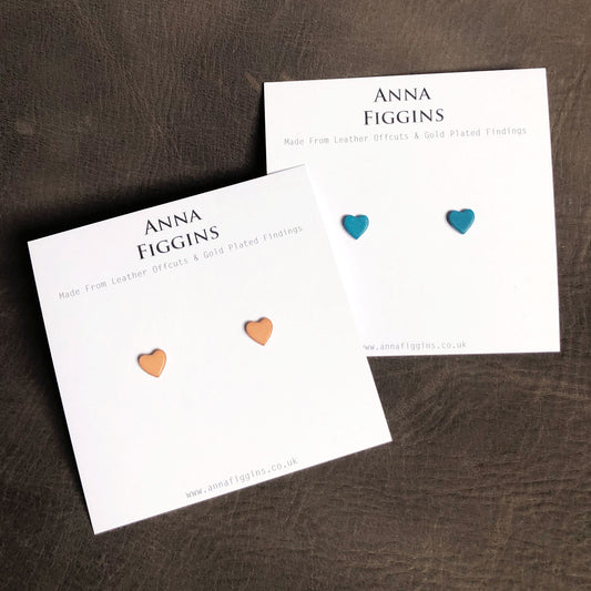 Leather Heart Stud Earrings