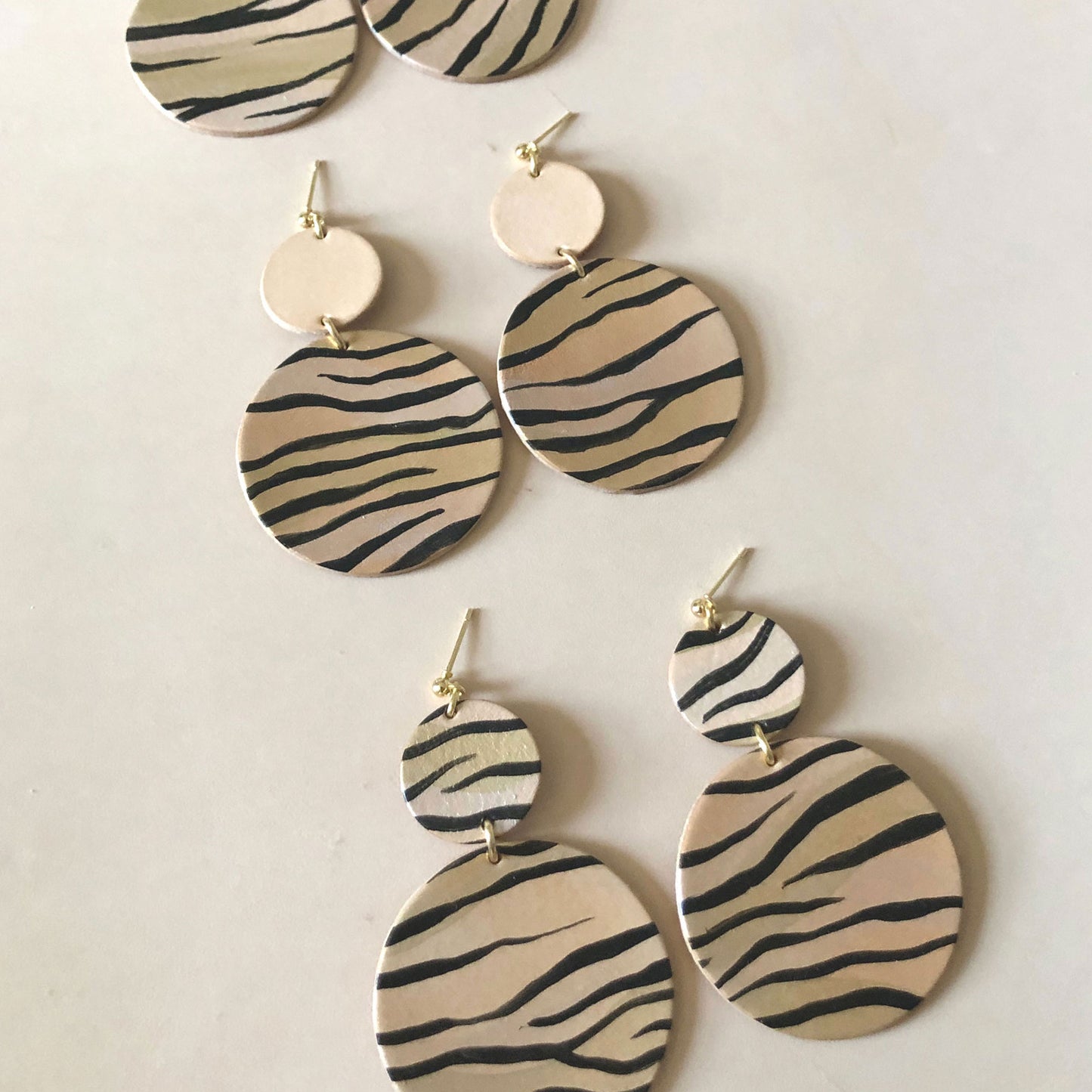 Large circle tiger stripe statement dangles