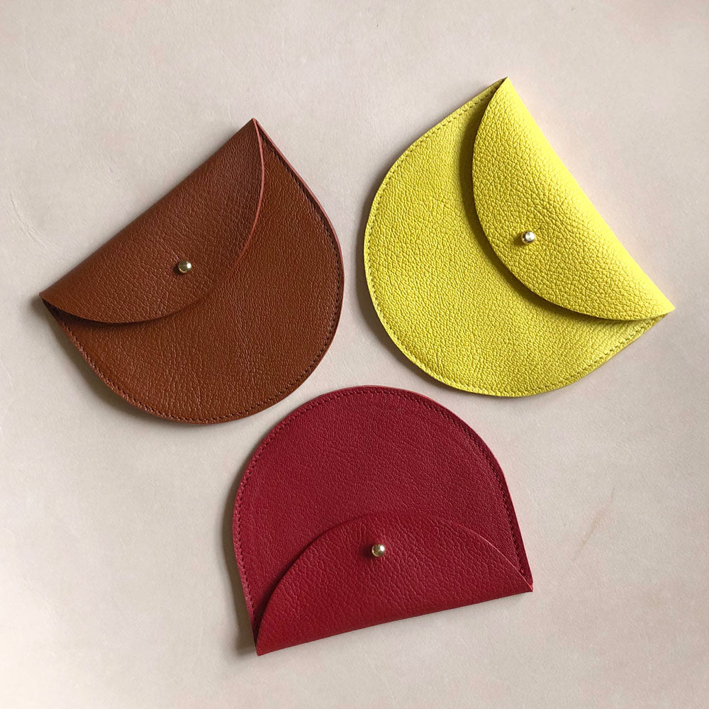 Handmade leather purse - Yellow