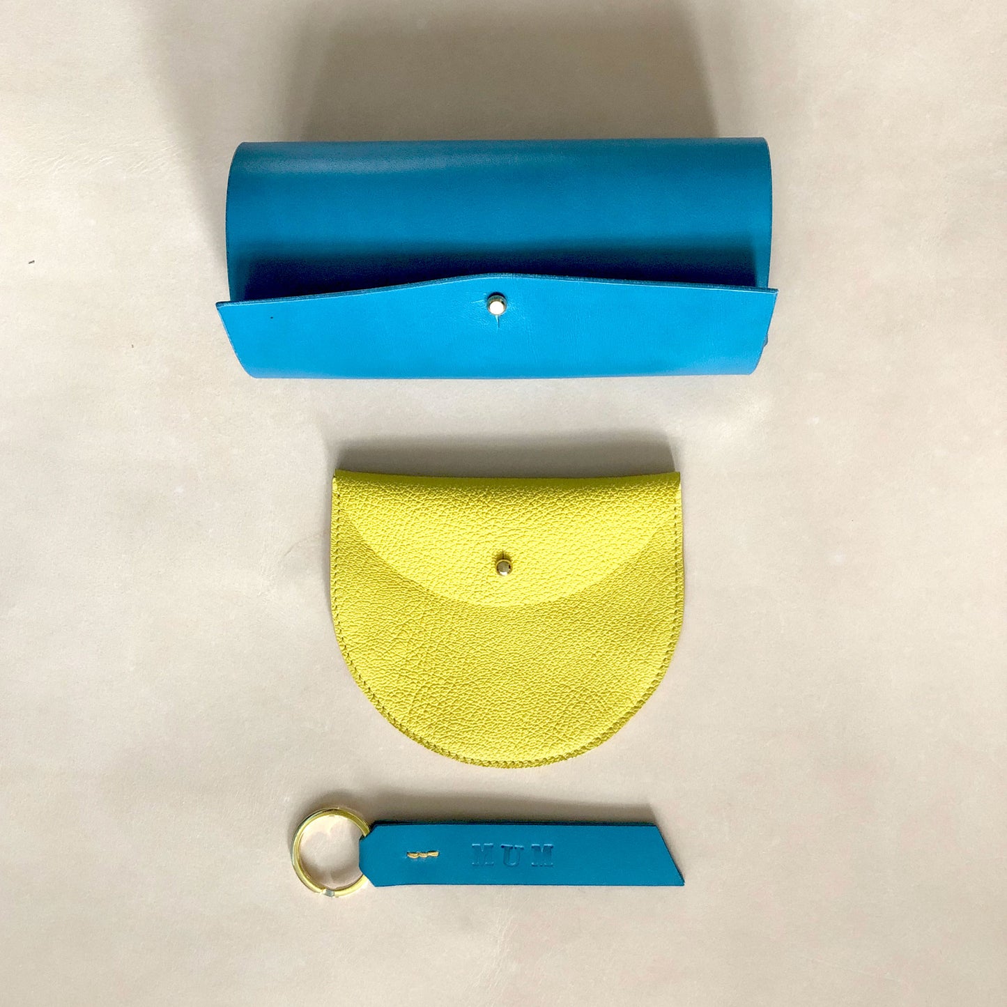Handmade leather purse - Yellow