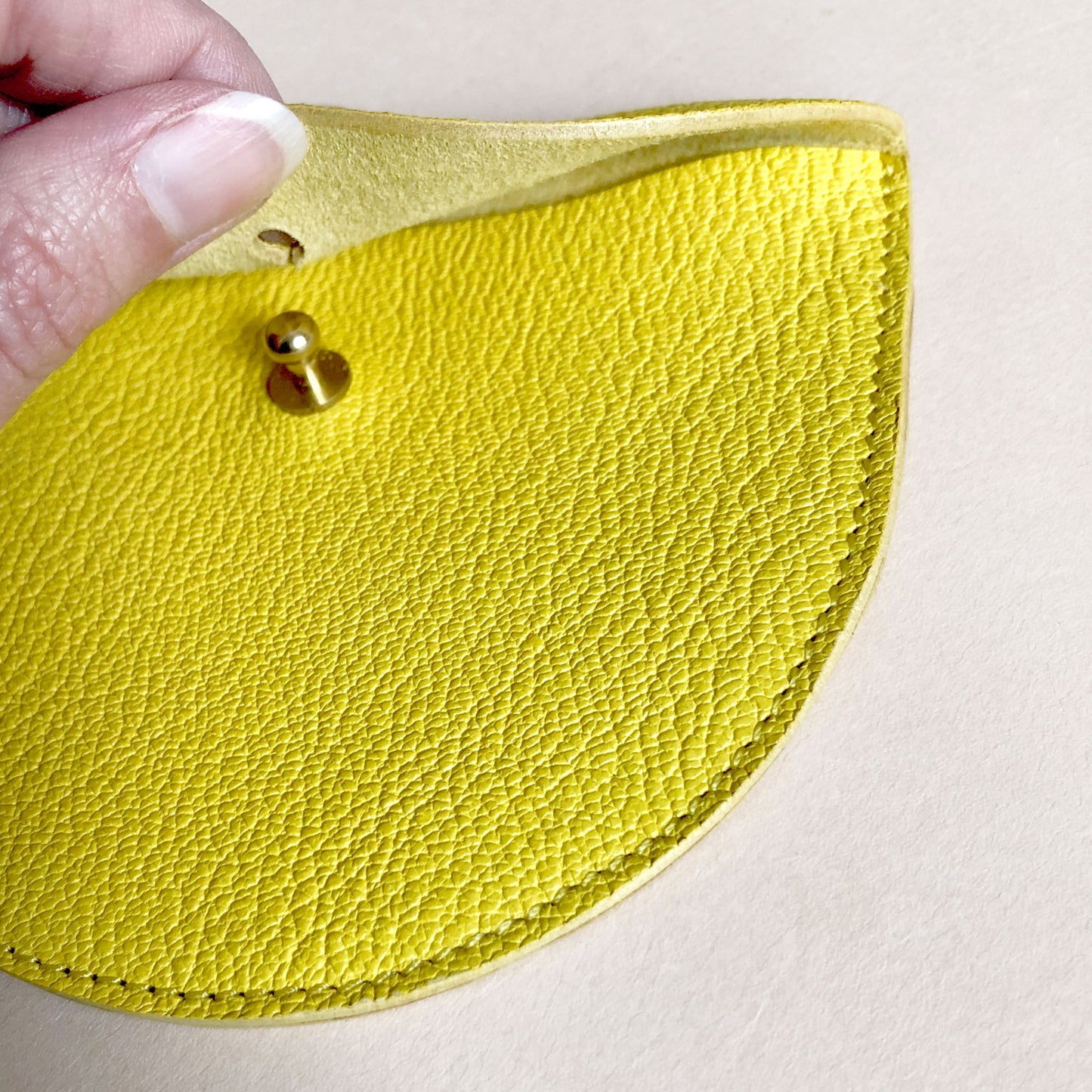 Handmade leather purse - Yellow