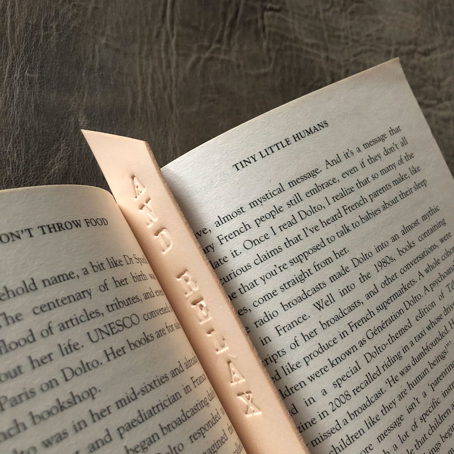 Personalised leather bookmark - Text only