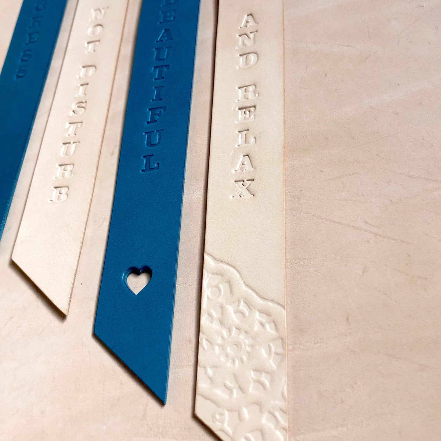 Personalised leather bookmark - Lace