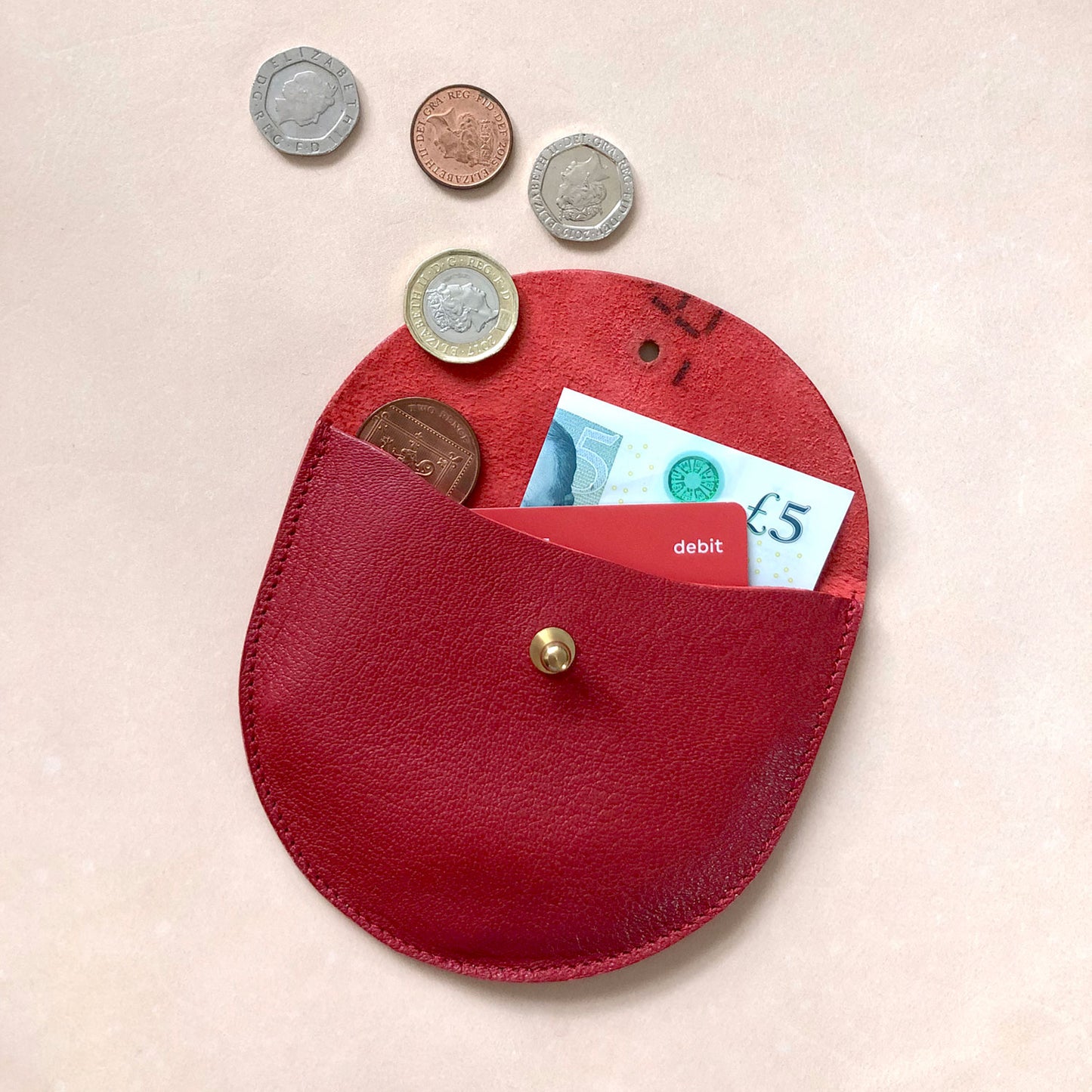 Handmade leather purse - Red