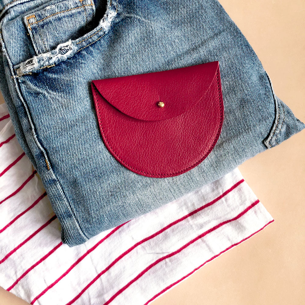 Handmade leather purse - Red