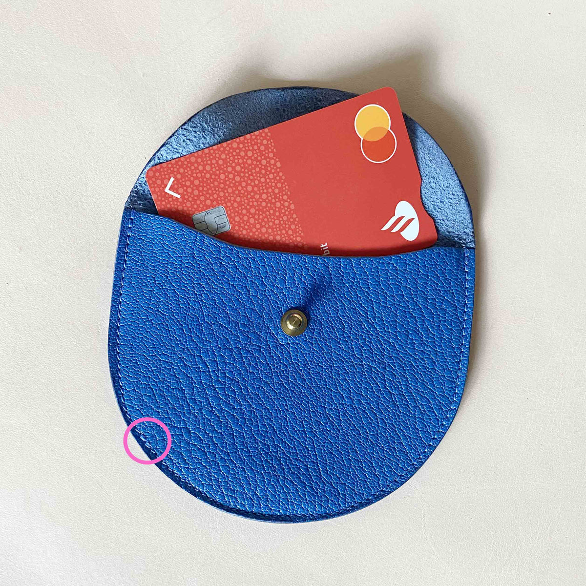 SECOND - Blue leather card and coin purse