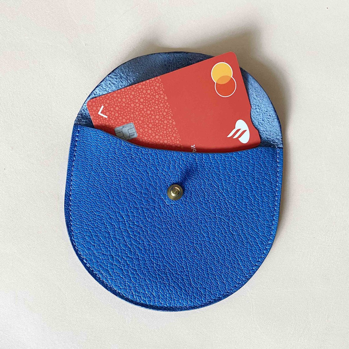 SECOND - Blue leather card and coin purse