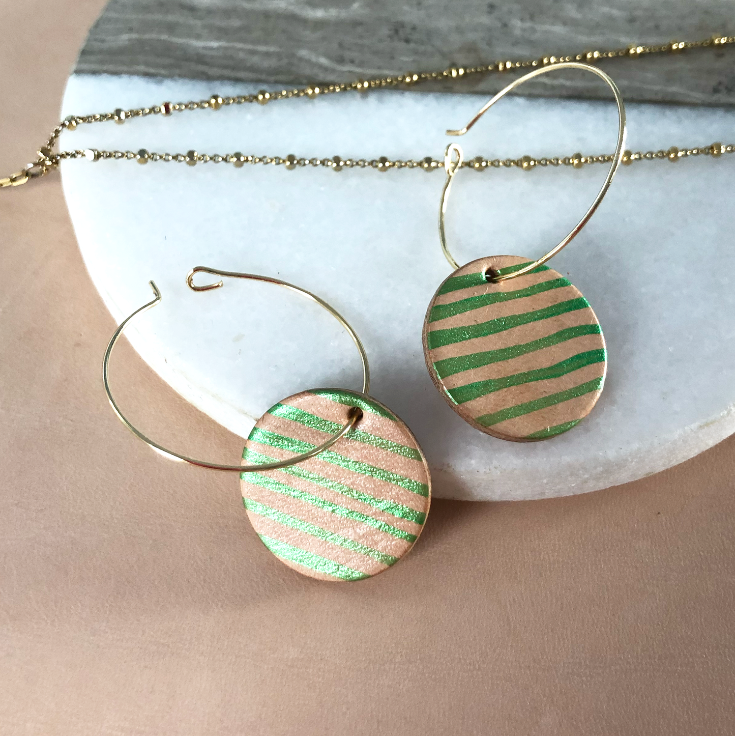 Hand Painted Stripe Hoop Earrings