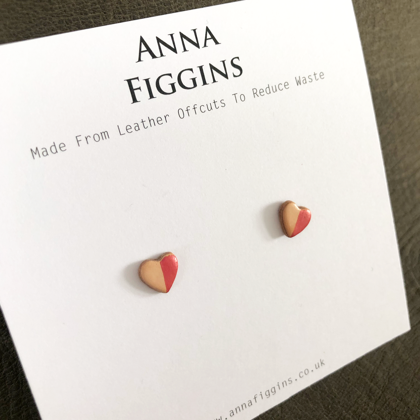 Leather Half Heart Stud Earrings