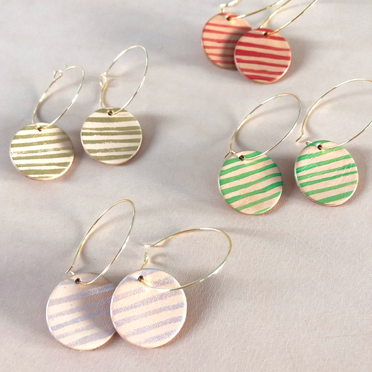 Hand Painted Stripe Hoop Earrings