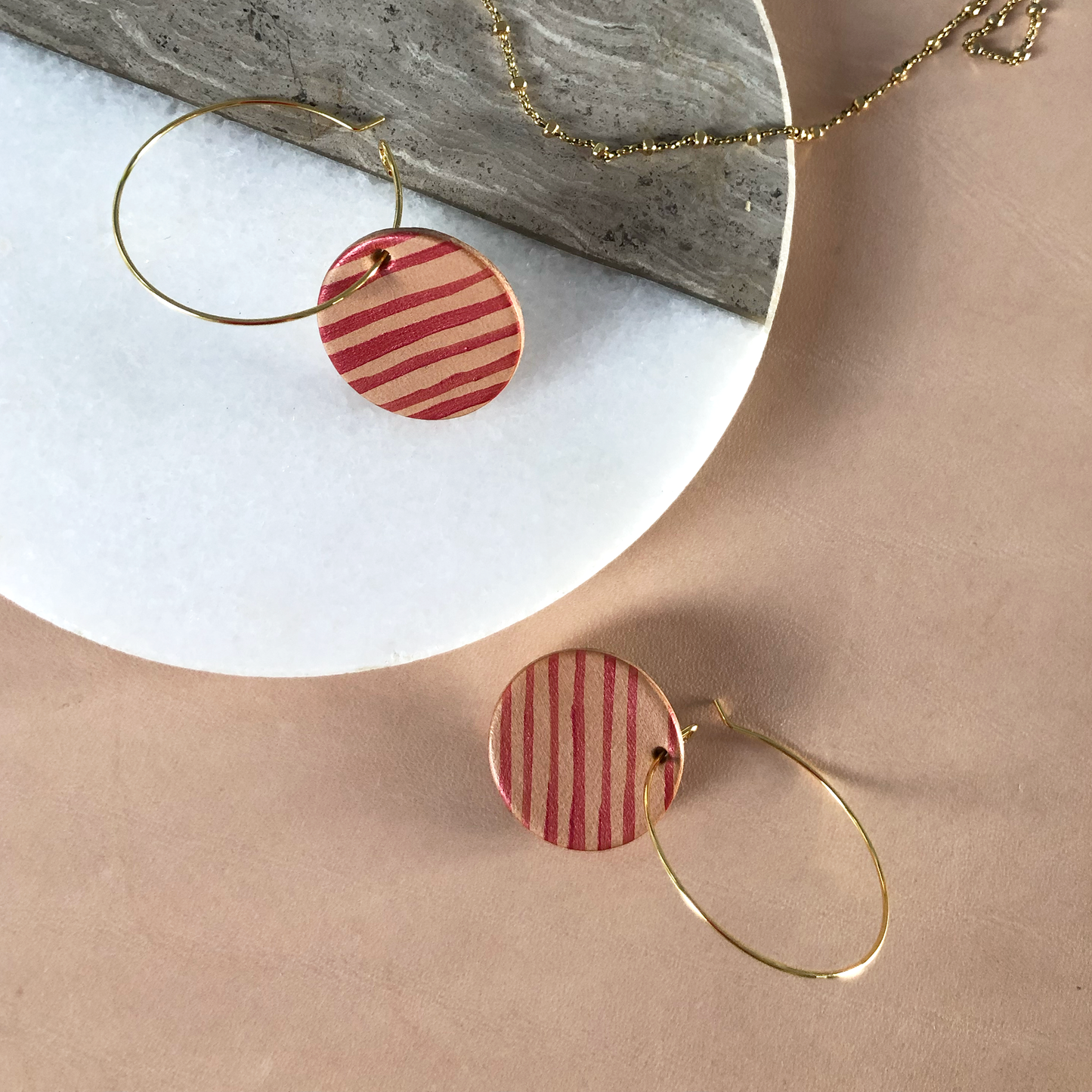 Hand Painted Stripe Hoop Earrings