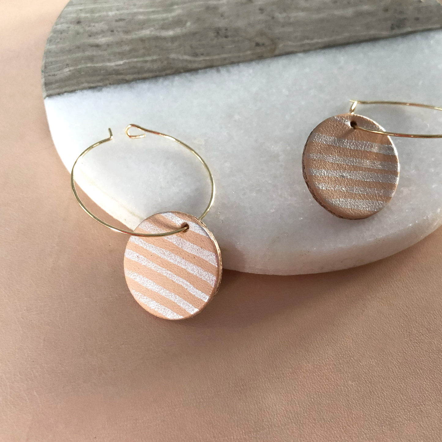 Hand Painted Stripe Hoop Earrings