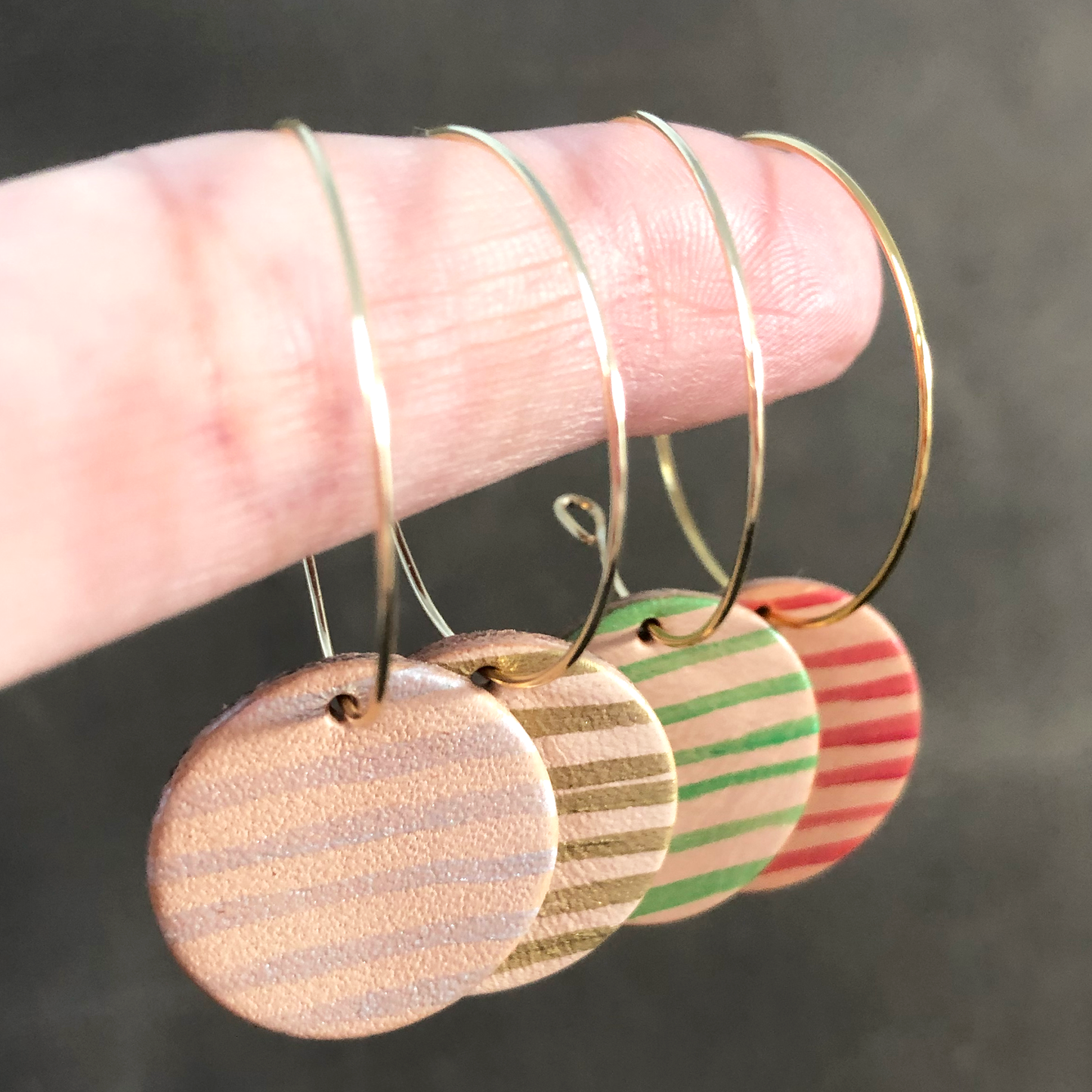 Hand Painted Stripe Hoop Earrings