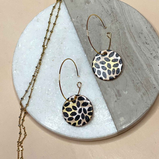Wild Petal Patterned Hoop Earrings