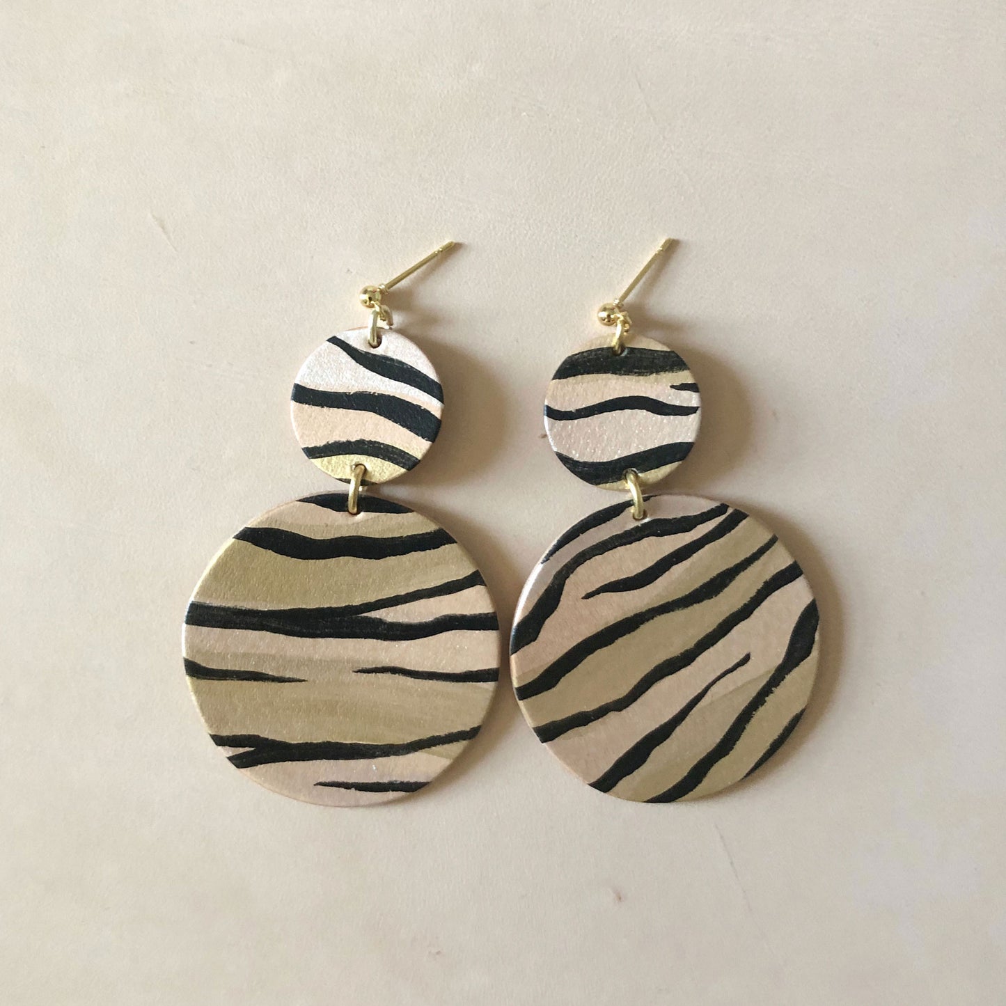 Large circle tiger stripe statement dangles