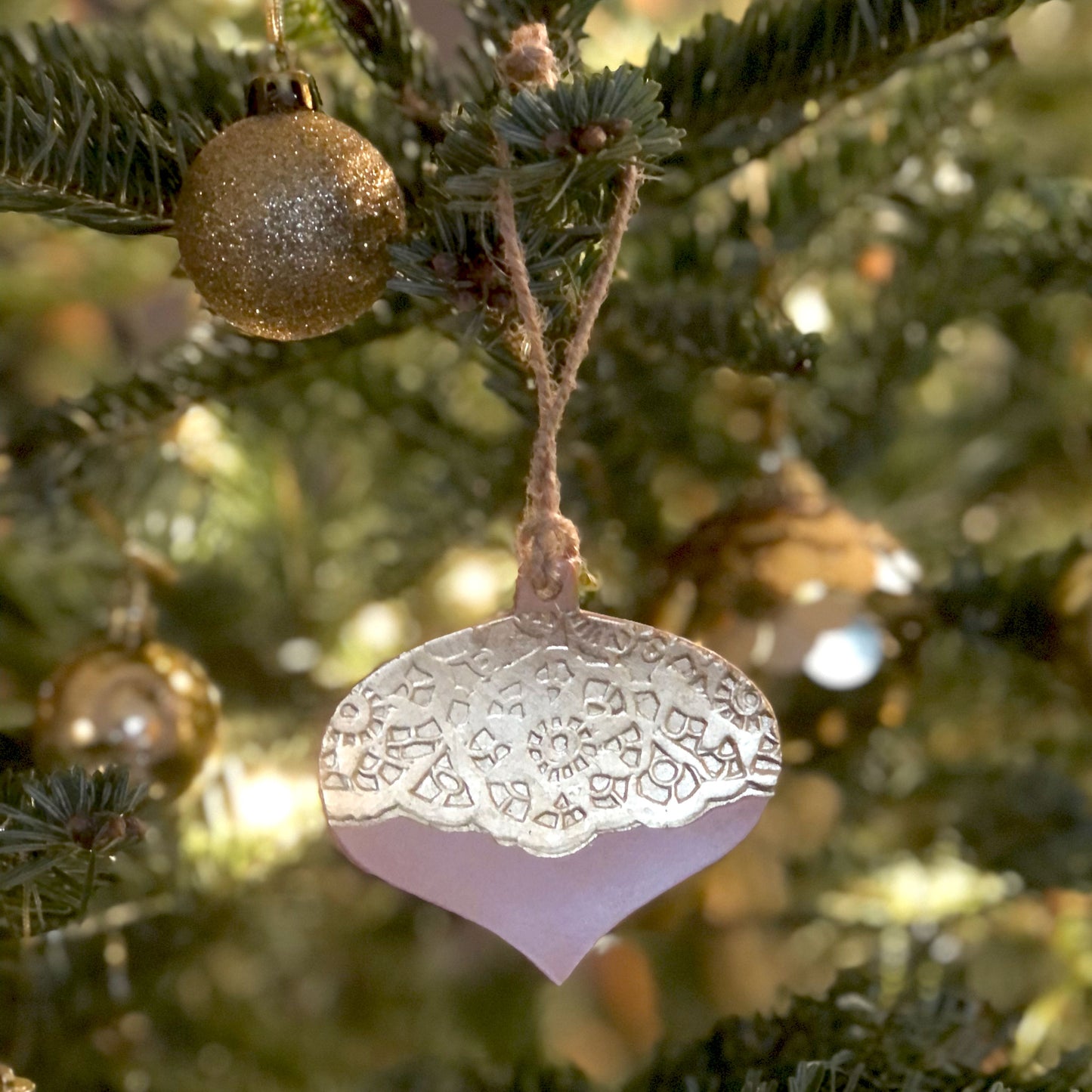 Handmade leather bauble decoration - Lace