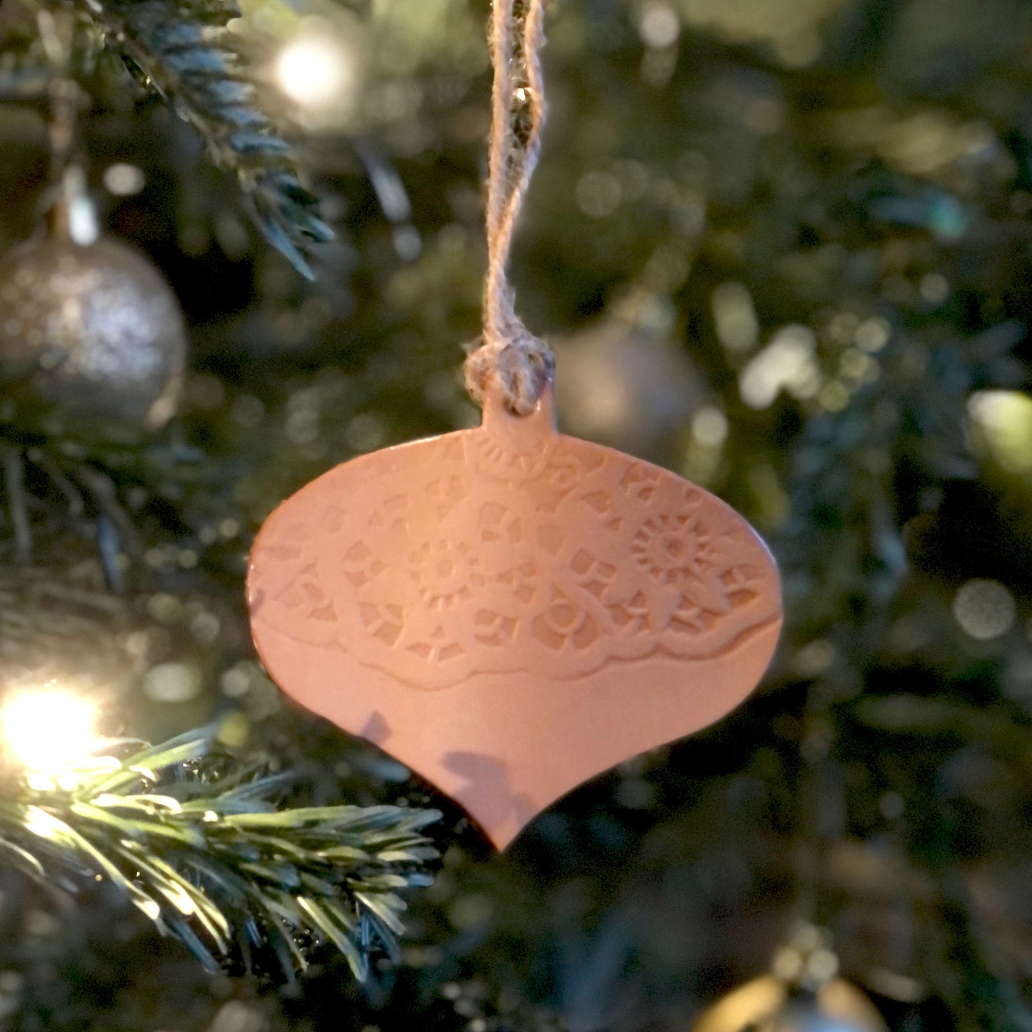 Handmade leather bauble decoration - Lace