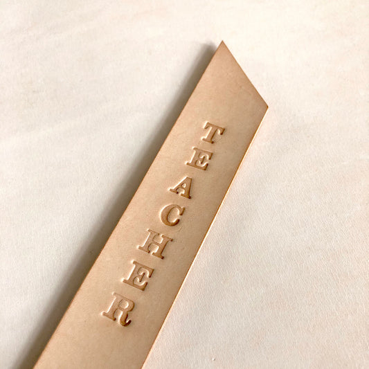 Handmade leather bookmark - Teacher
