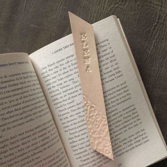Personalised leather bookmark - Lace
