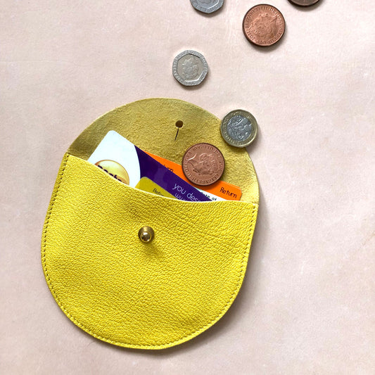 Handmade leather purse - Yellow